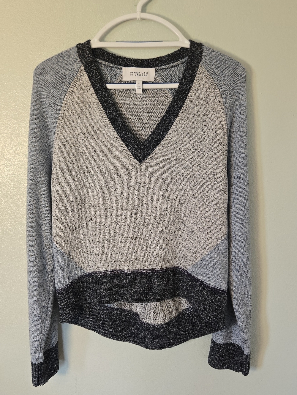 Derek Lam 10 Crosby | Blue V Neck Colorblock Sweater Size Small